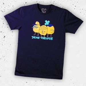 DEINE FREUNDE Navy Blue Lemon Shirt Size Large